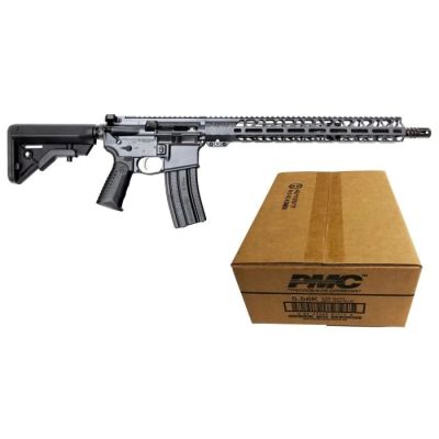 Battle Arms Development Forged WORKHORSE Patrol Carbine AR Rifle - Combat Grey | 5.56NATO | 16" Barrel | 15" M-LOK Free-Float Rail | Ambi Charging Handle | B5 Stock | Nickel Teflon Trigger Bundled w- ONE Case PMC X-TAC 5.56NATO Rifle Ammo - 62 Grain | LAP